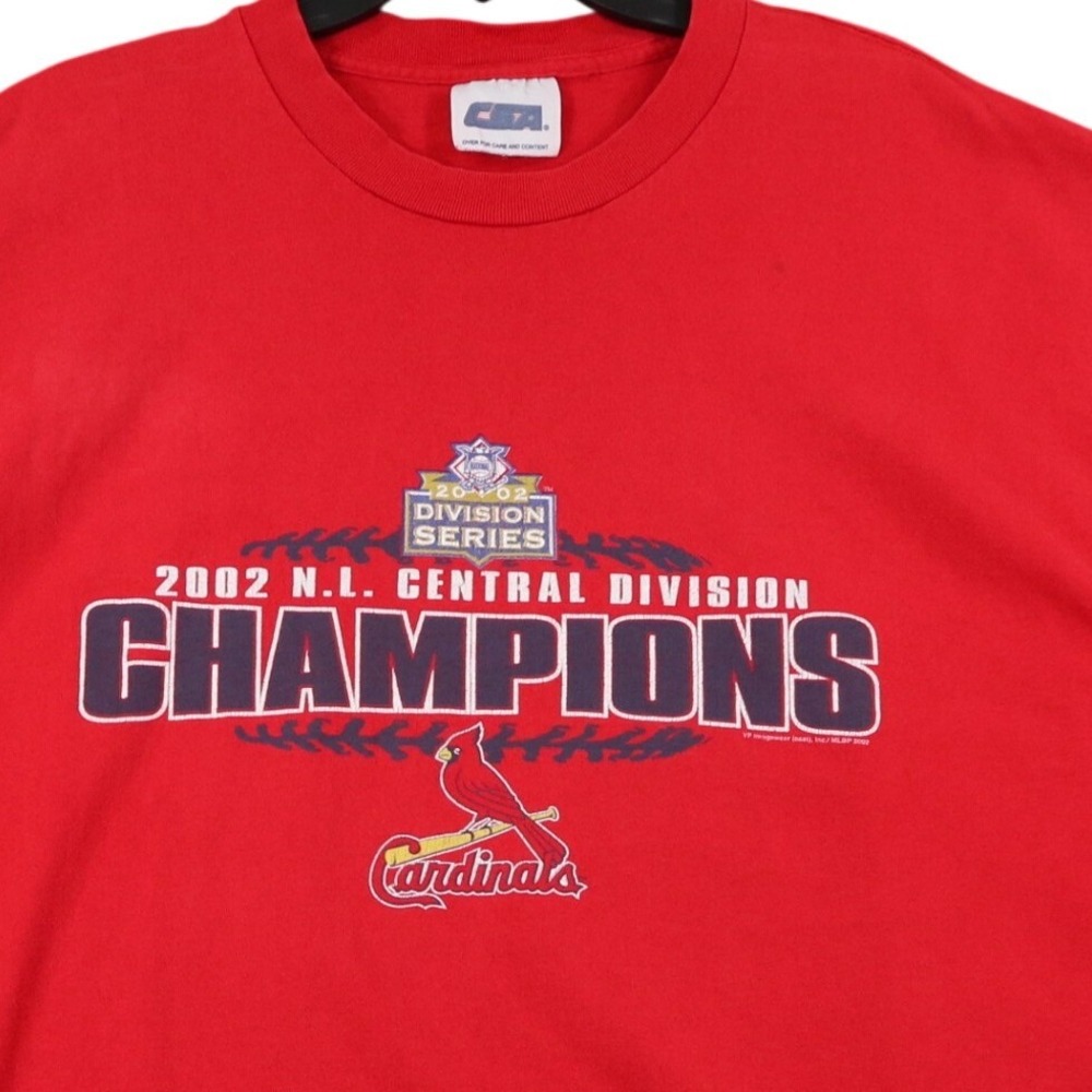 Vintage St. Louis Cardinals T-Shirt Mens XL Red 2002 Division Champions Fan Tee
